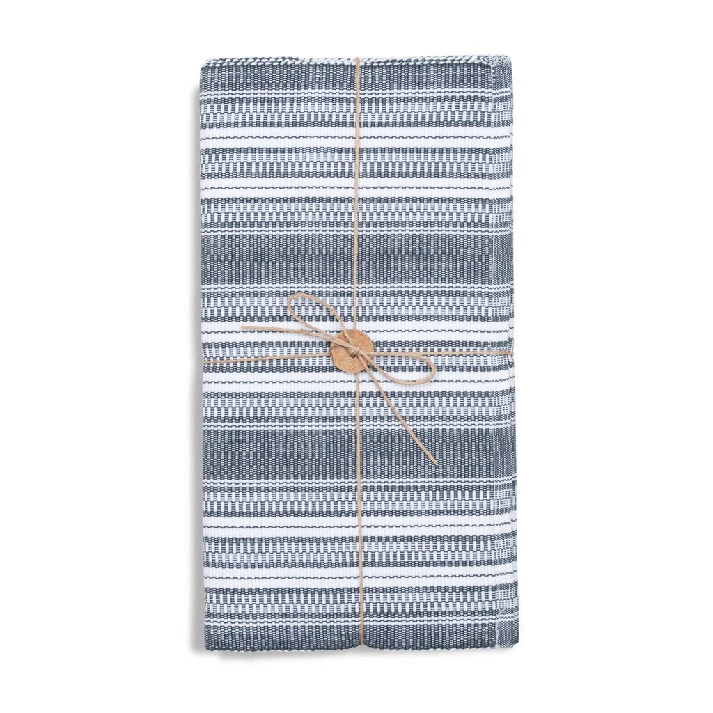 EZ Home Black Stripe Woven Kitchen Table Runner