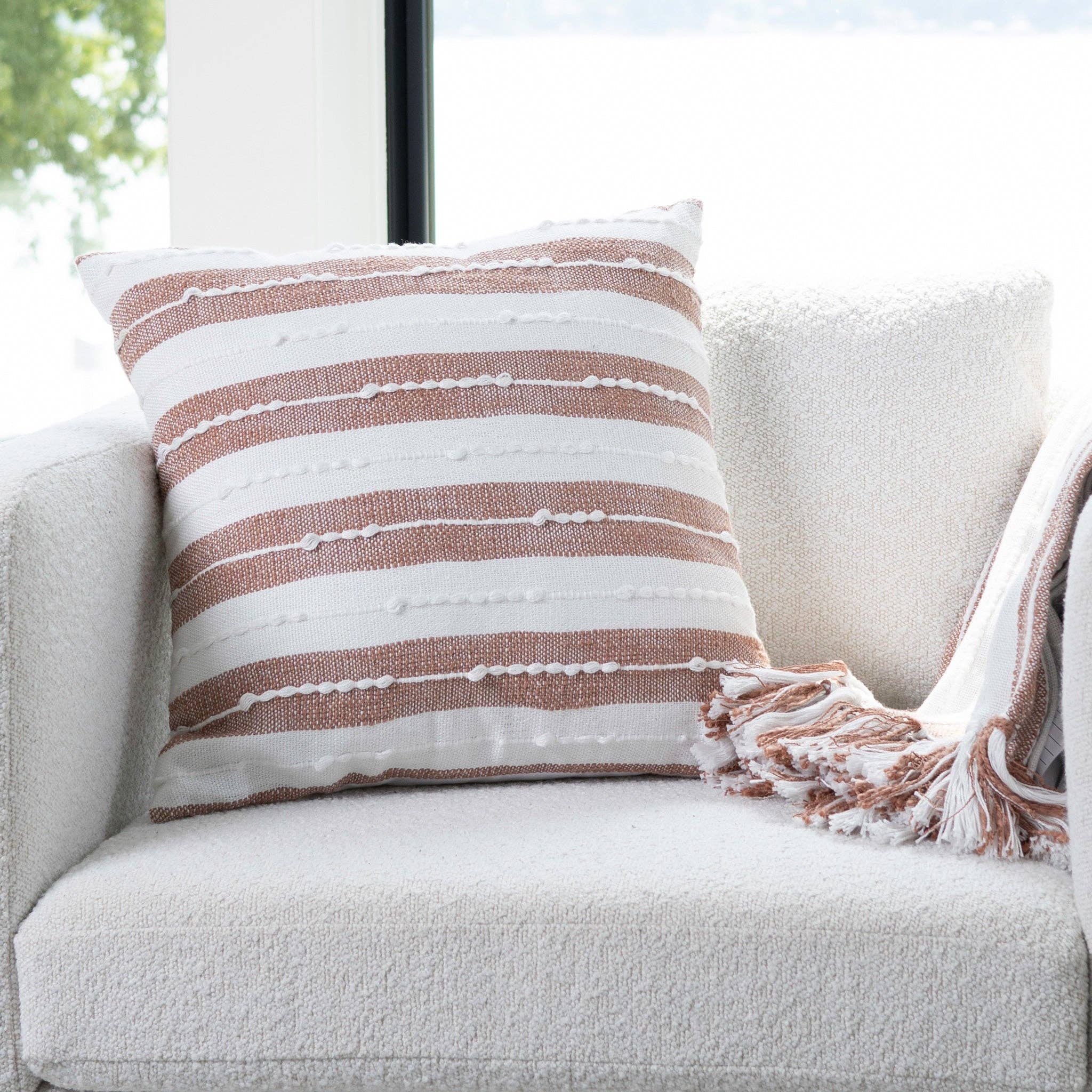 Romy 18X18" Handwoven Recycled Indoor/Outdoor Throw Pillow