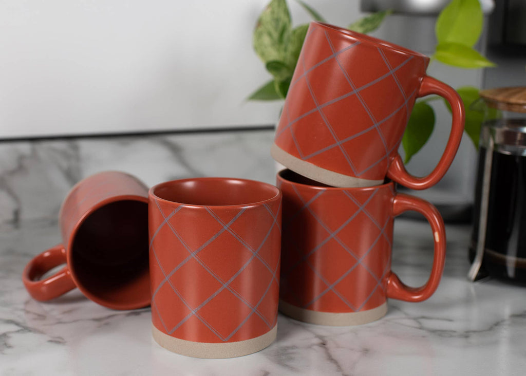 Ceramic Mugs 4-Pack Raw Bottom Orange PRICE IS PER MUG