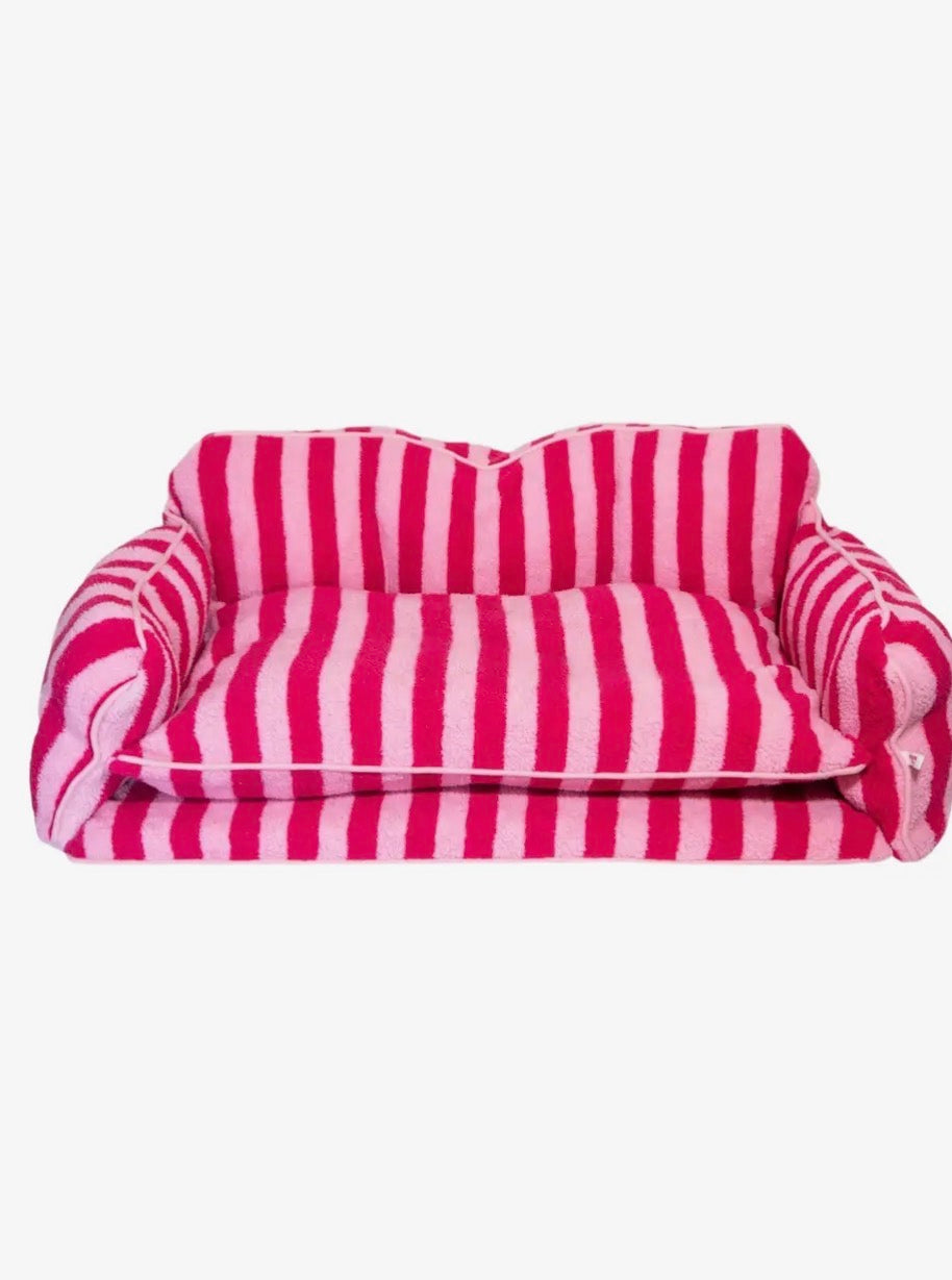 Pretty Pink Striped Dog Bed