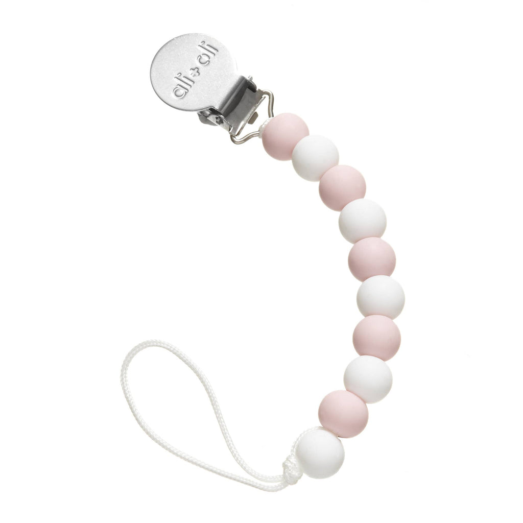 Ali+Oli Silicone Pacifier Clip (Pink-White)