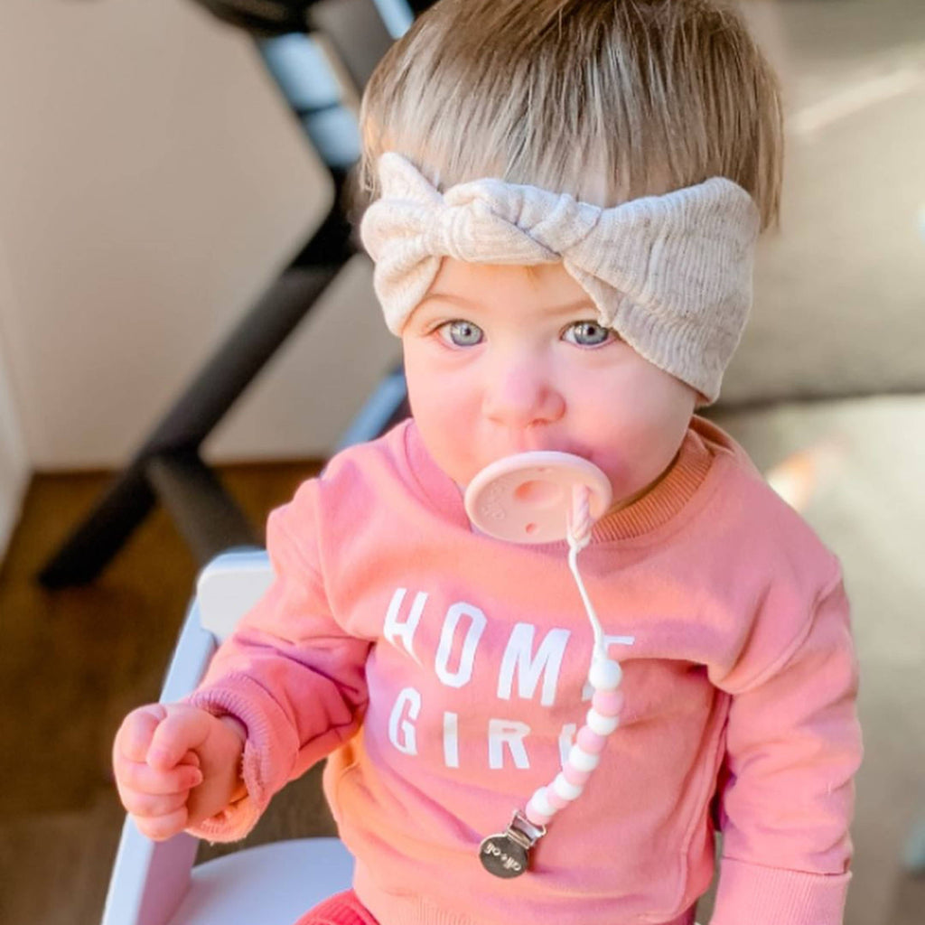 Ali+Oli Silicone Pacifier Clip (Pink-White)