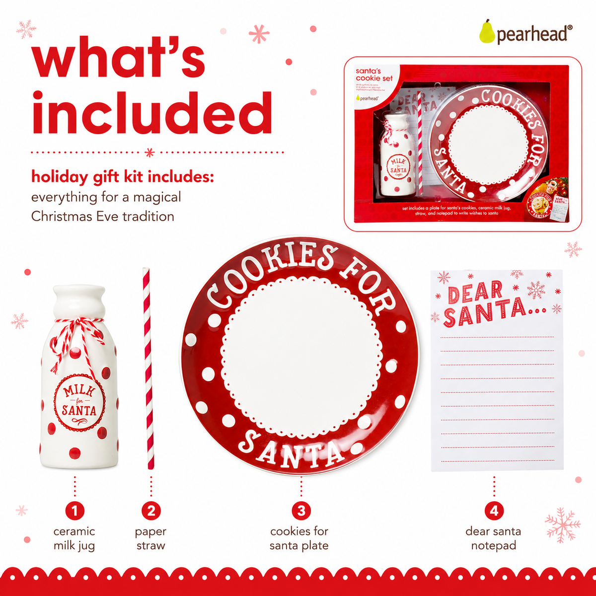 Santa Christmas Cookie Plate, Milk Jug, & Letter Holiday Set