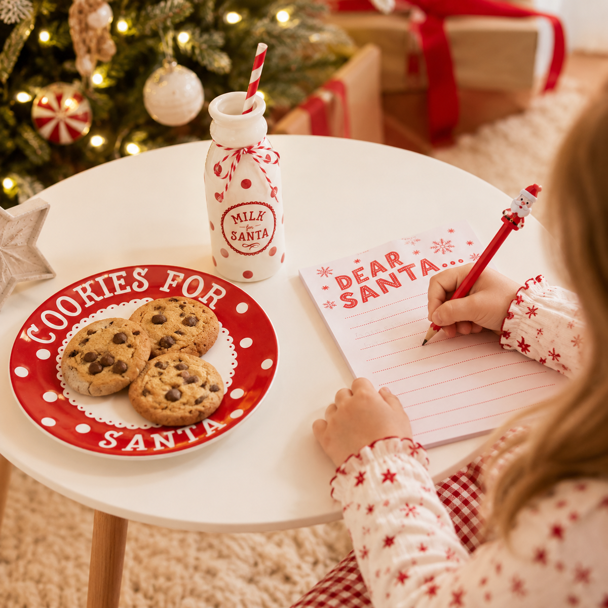 Santa Christmas Cookie Plate, Milk Jug, & Letter Holiday Set