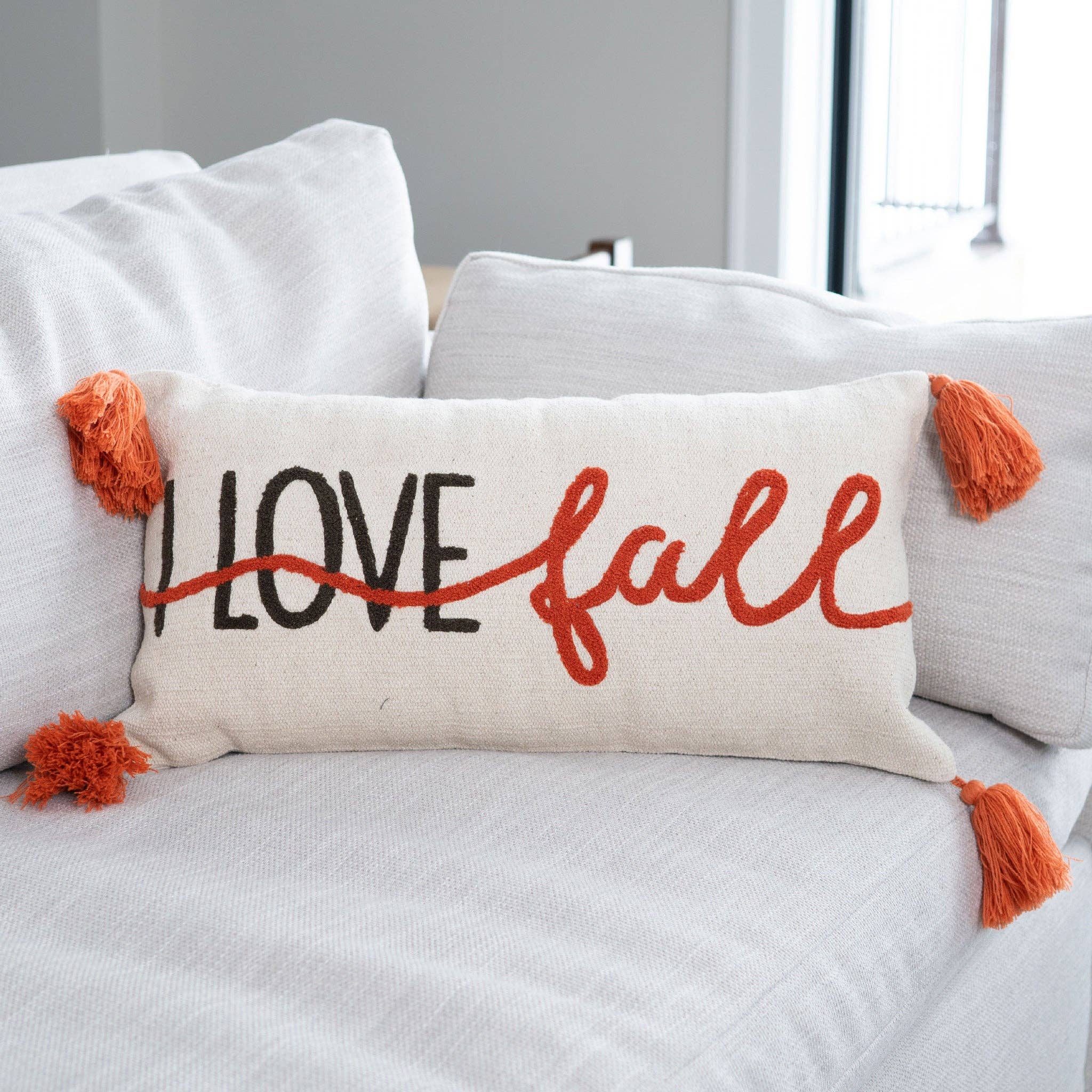 Halloween 12X22 I Love Fall Embroidered Lumbar Pillow