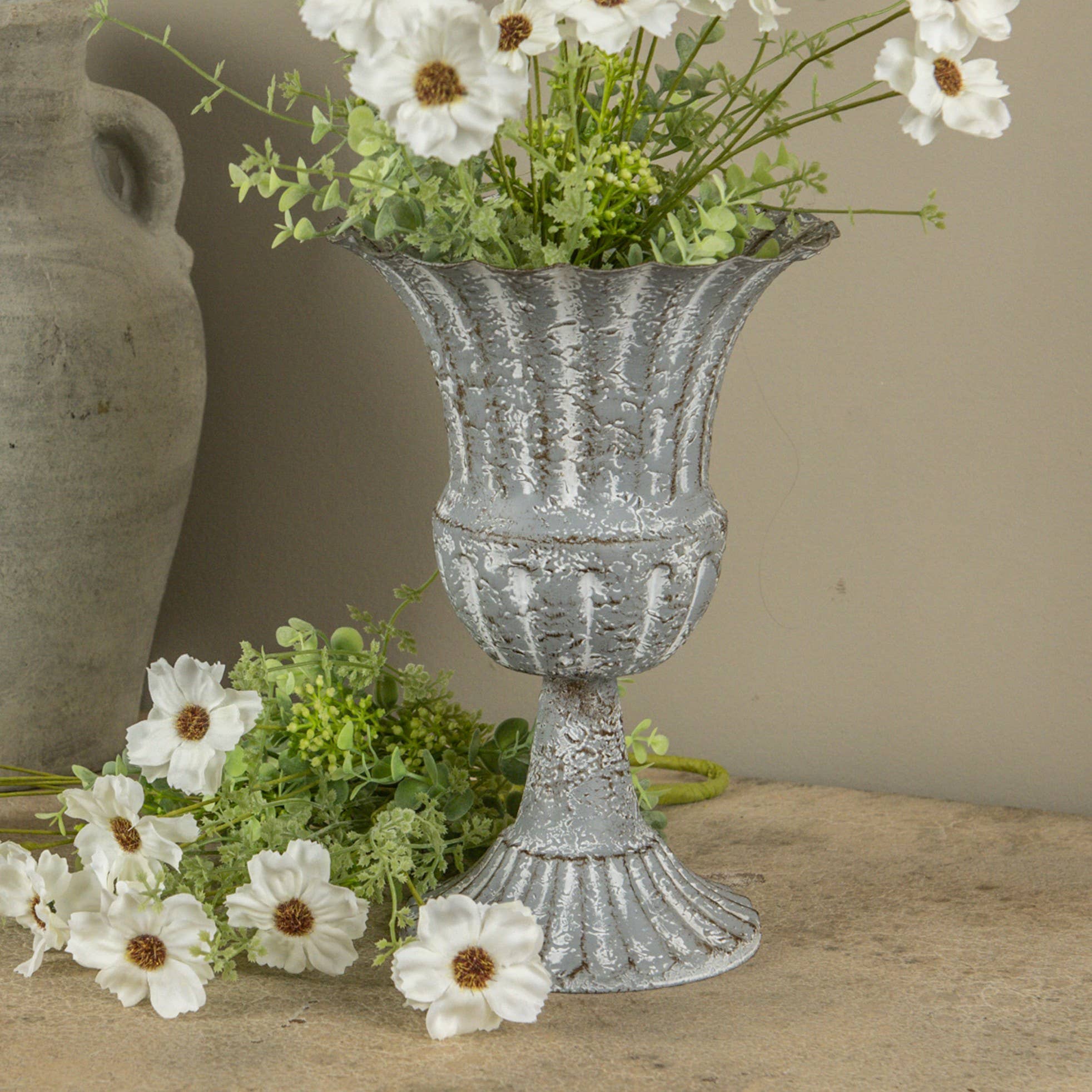 9.75" AGED METAL URN