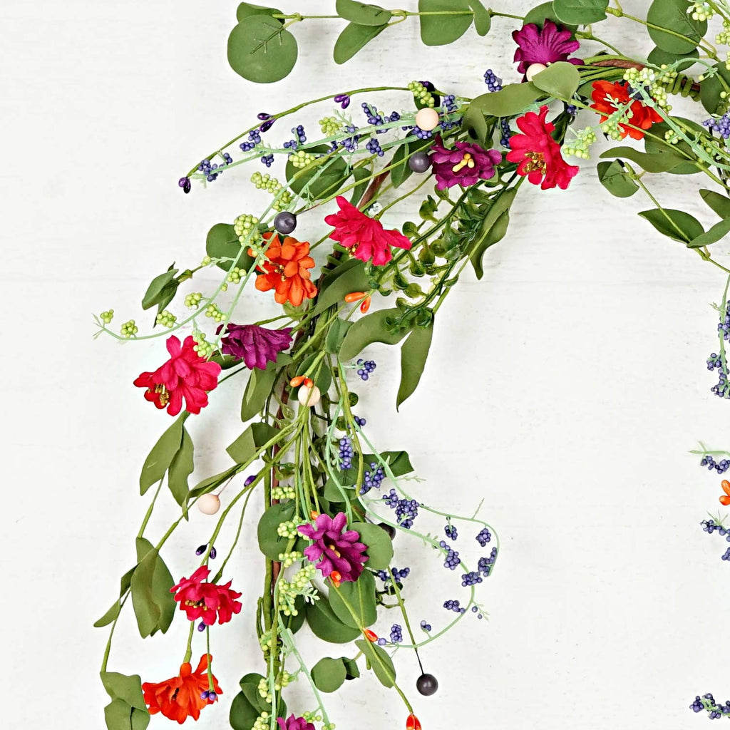 21231-4ft Garland-Mix Hibiscus with Boxwood