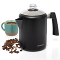 Mixpresso Black Stainless Steel Coffee Percolator Stovetop, 37oz Classic Percolator Coffee Pot, Excellent For Camping Pot, 5-8 Cup Stove Top Coffee Maker, Cool-Touch Handle