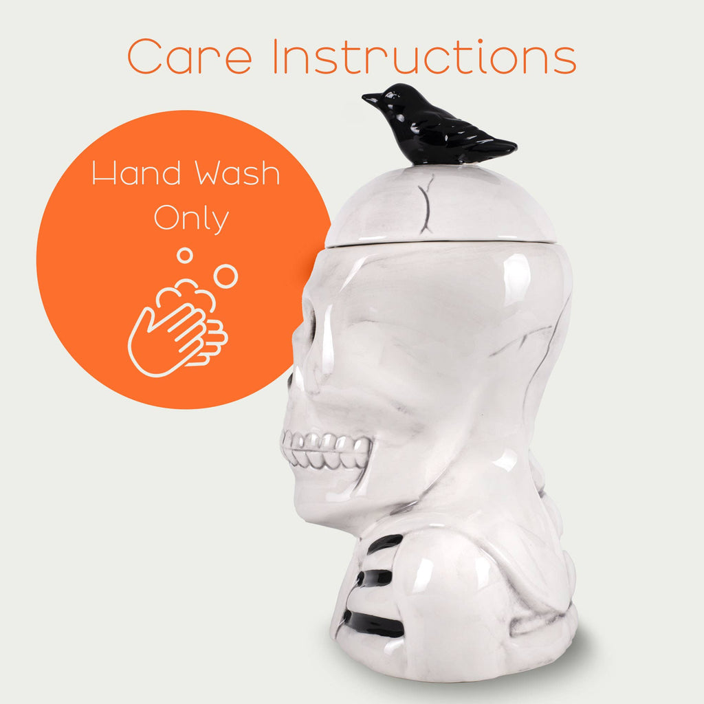Skeleton Crow 12 x 8.5 Dolomite Cookie Jar