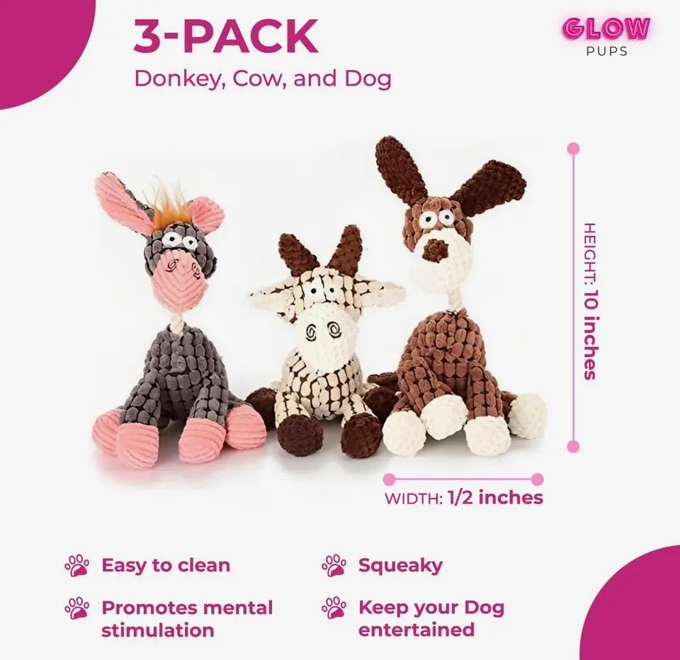 Donkey, Cow and Dog 3 Pack