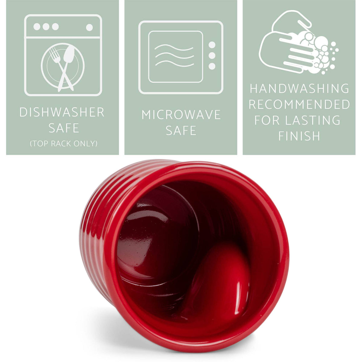Ceramic Mug 4-Pack Handwarmer Ribbed Red PRICE IS PER MUG
