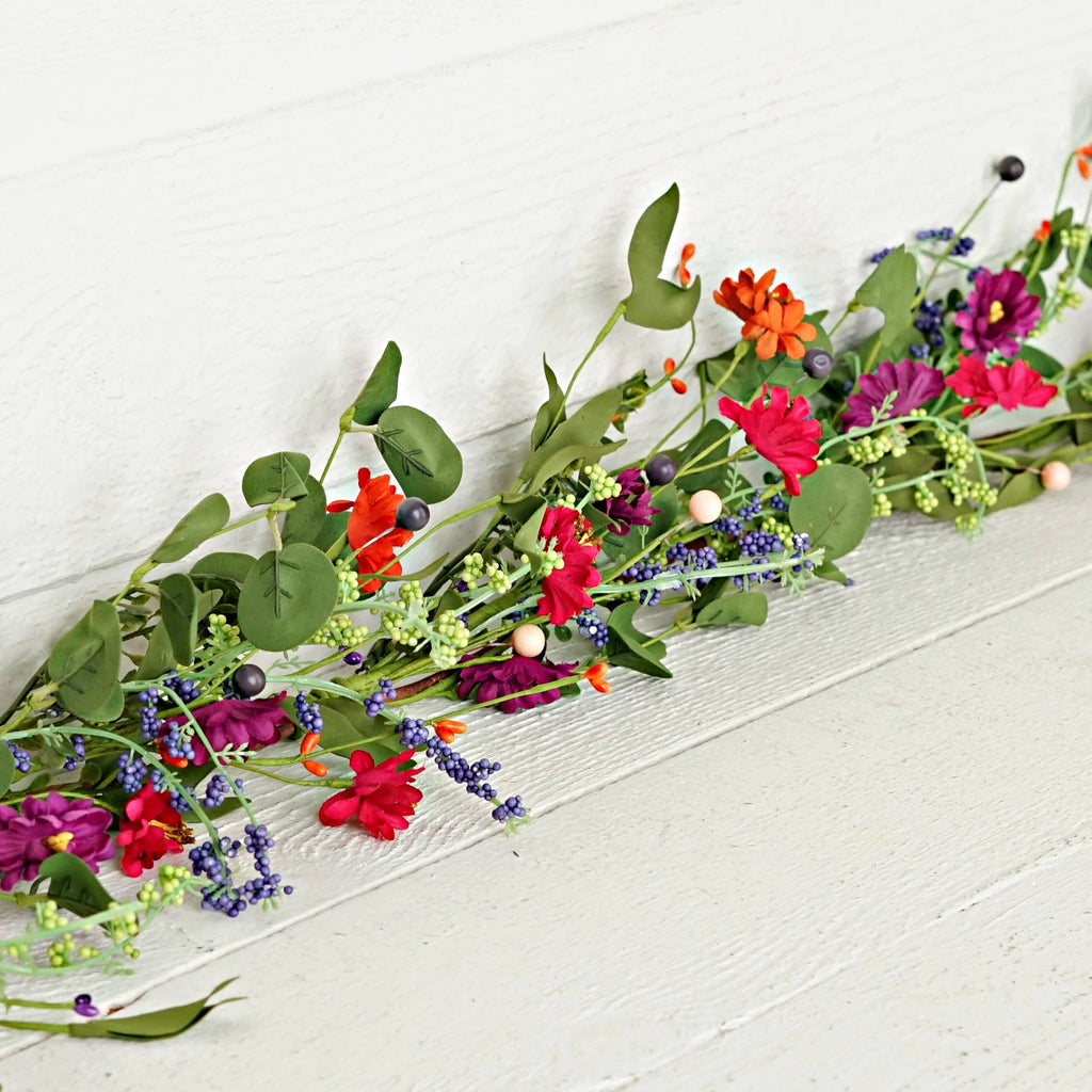 21231-4ft Garland-Mix Hibiscus with Boxwood