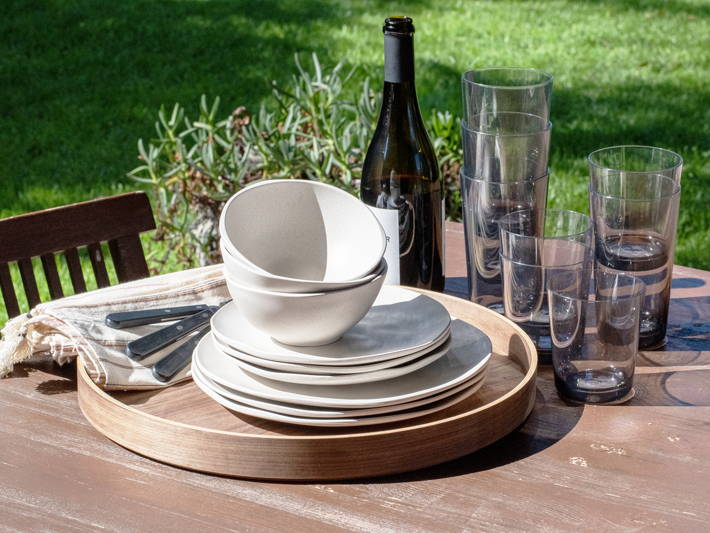Organic Coupe Wheat Off White PP 12 Pc Dinnerware Set