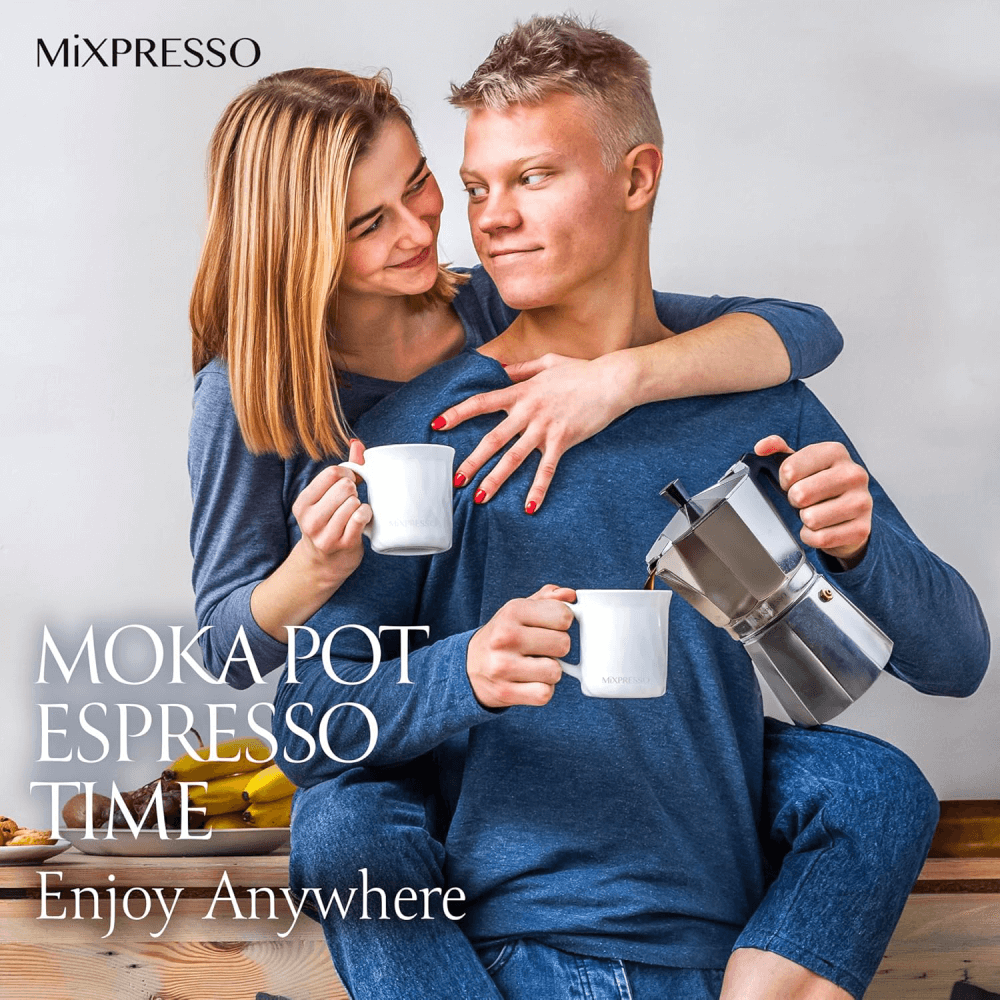 Mixpresso 9 Cup Moka Pot Cuban Coffee Maker, Moka Pot for Gas, Electric Stove Top, Classic Italian Coffee Maker, Stovetop Espresso Maker, Camping Pot Makes 9 Espresso Cup 14 Oz