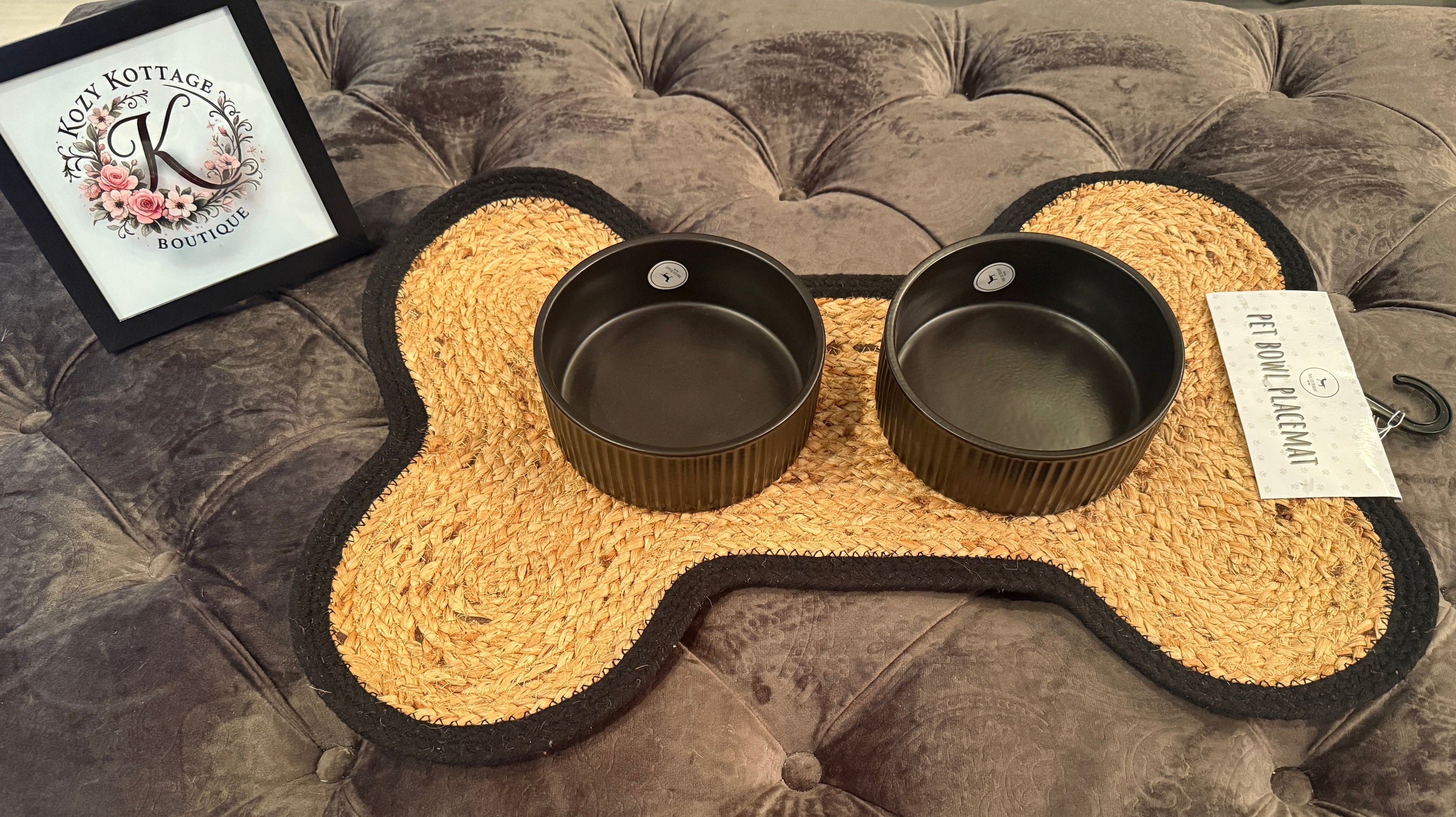 Loxley Pet Placemat - Stylish and Functional - Black Edge