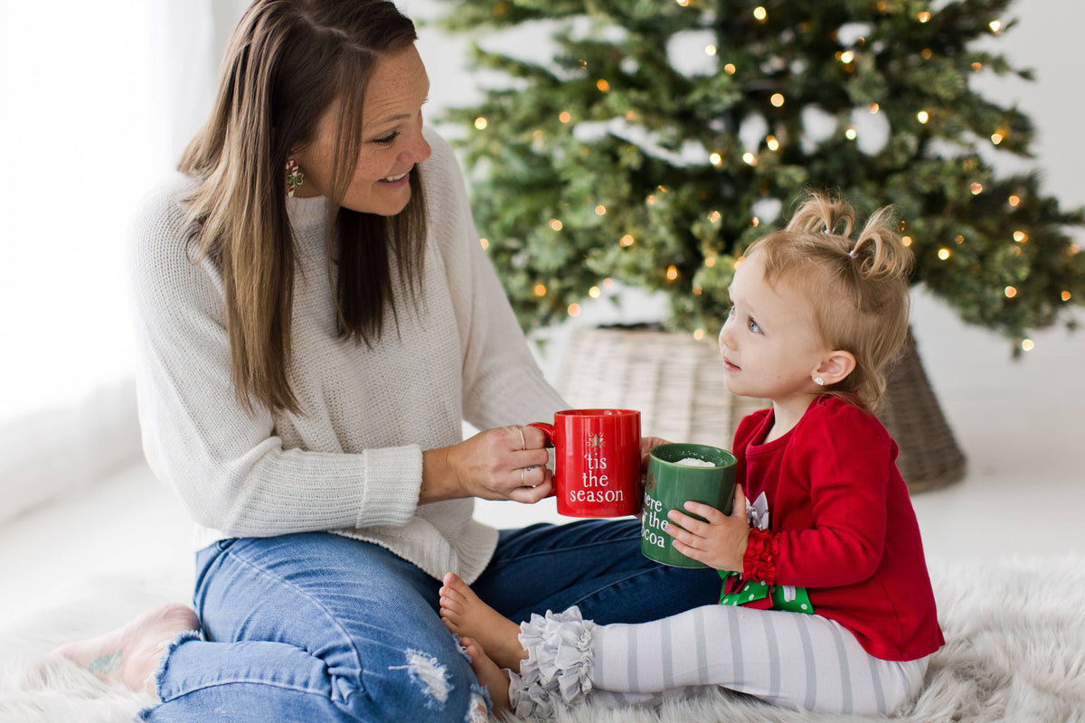 Matching Christmas Mug Set, Red & Green, Holiday Drinkware