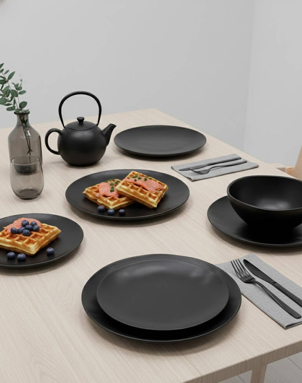 Organic Coupe Wheat Black PP 12 PC Dinnerware Set