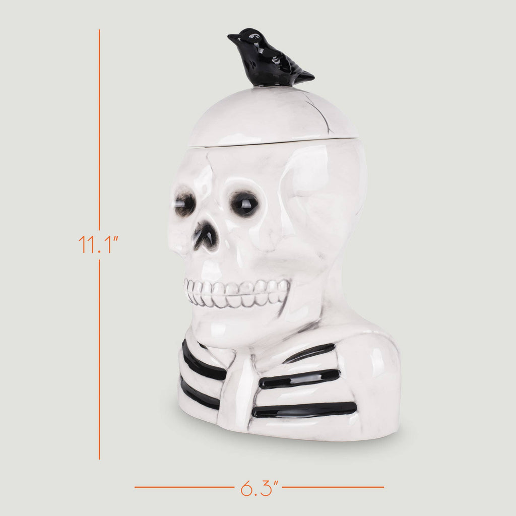 Skeleton Crow 12 x 8.5 Dolomite Cookie Jar
