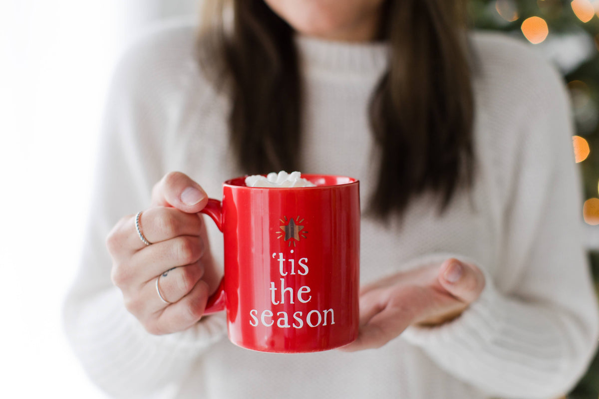 Matching Christmas Mug Set, Red & Green, Holiday Drinkware