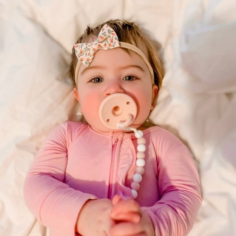 Ali+Oli Silicone Pacifier Clip (Pink-White)