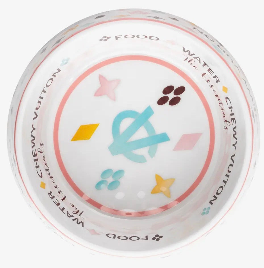 White Chewy Vuiton  Medium Pet Bowl