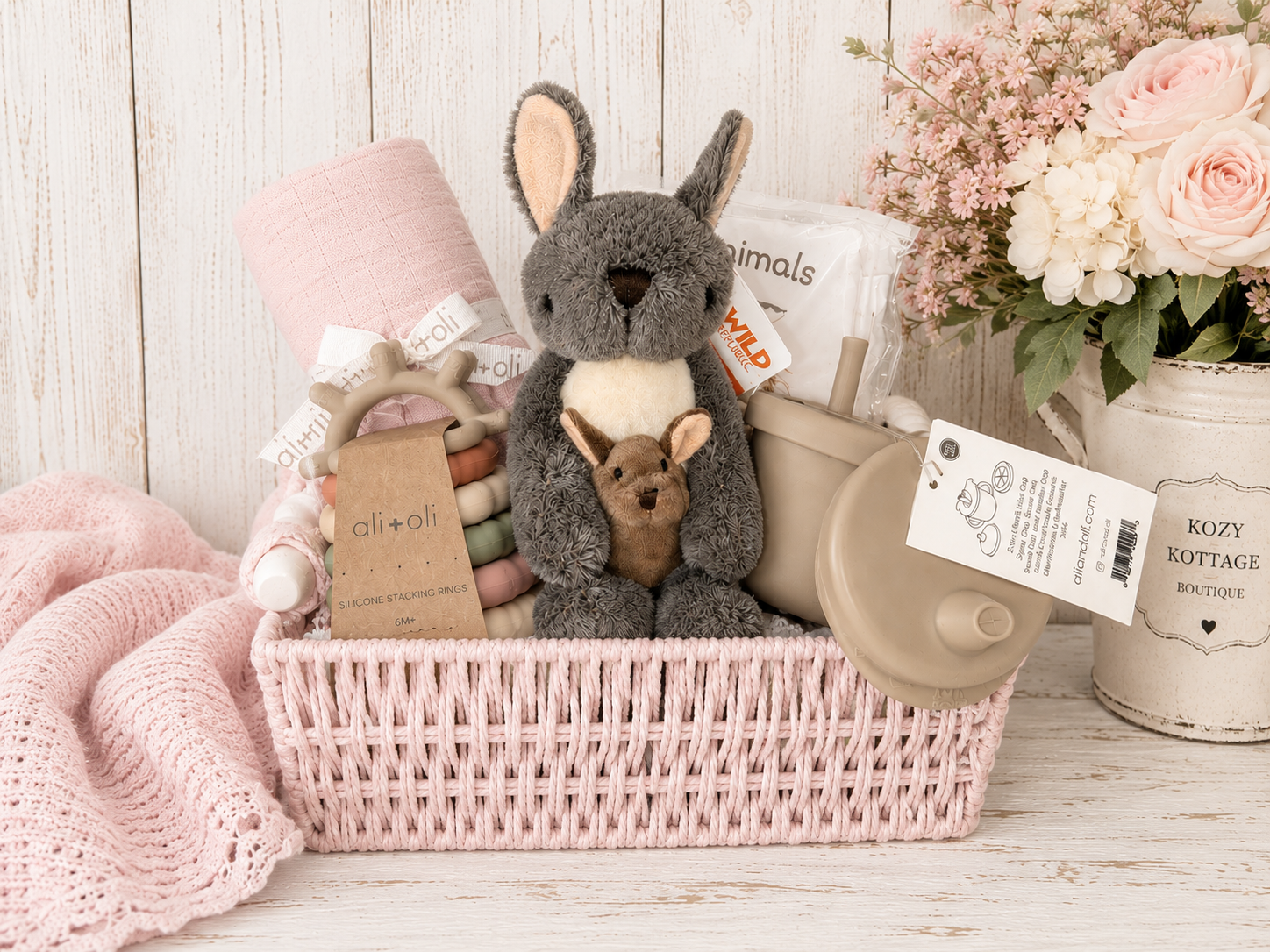Kisses from a Kangaroo Baby Basket 🩷🦘