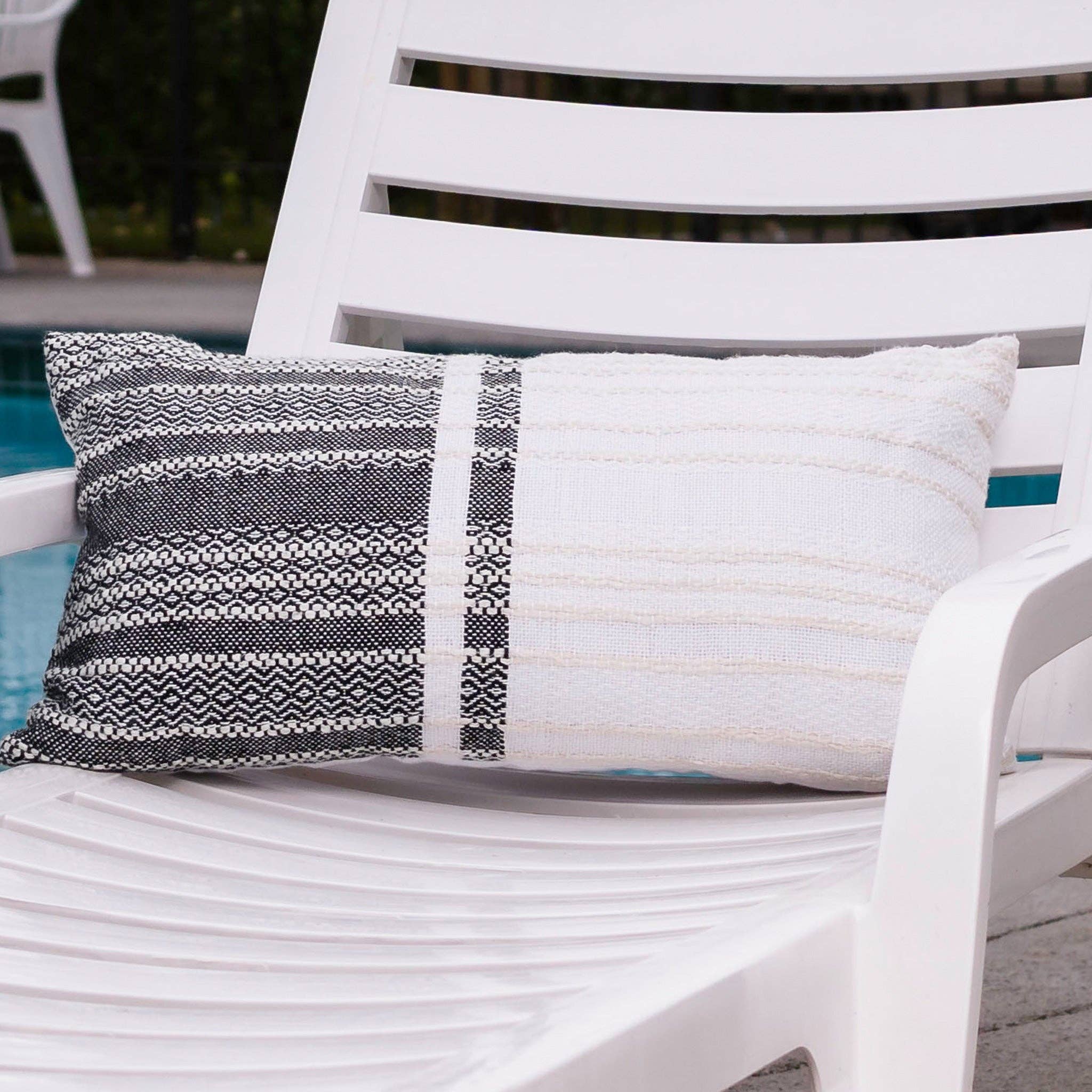 Genevieve 12X22" Handwoven Striped In/Outdoor Throw Pillow