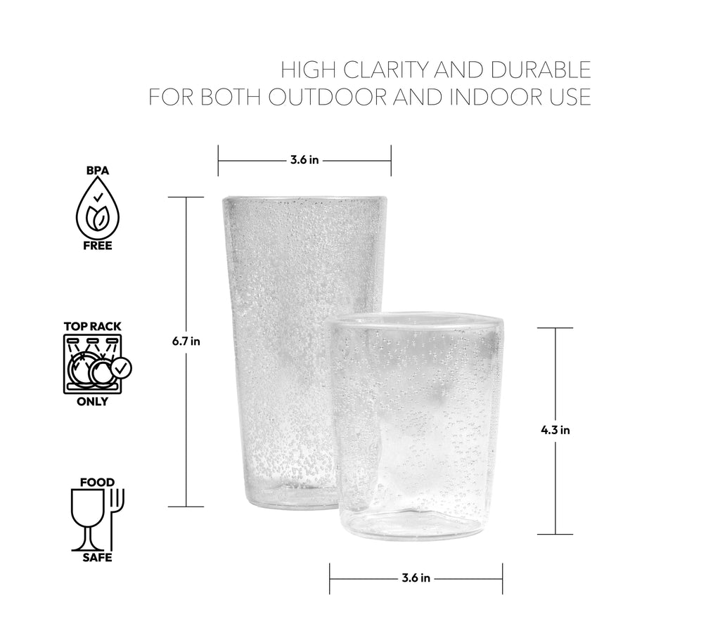 Fizz Bubbles Shatterproof Premium Plastic Drinkware 8pc Set