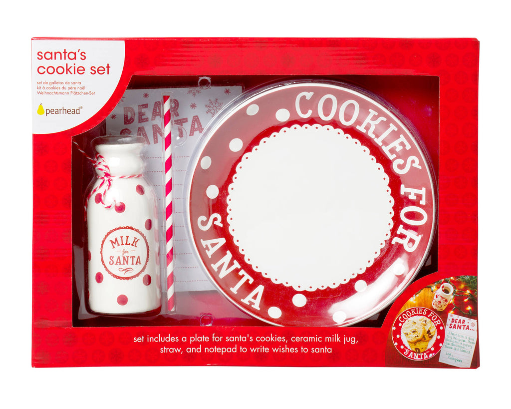 Santa Christmas Cookie Plate, Milk Jug, & Letter Holiday Set