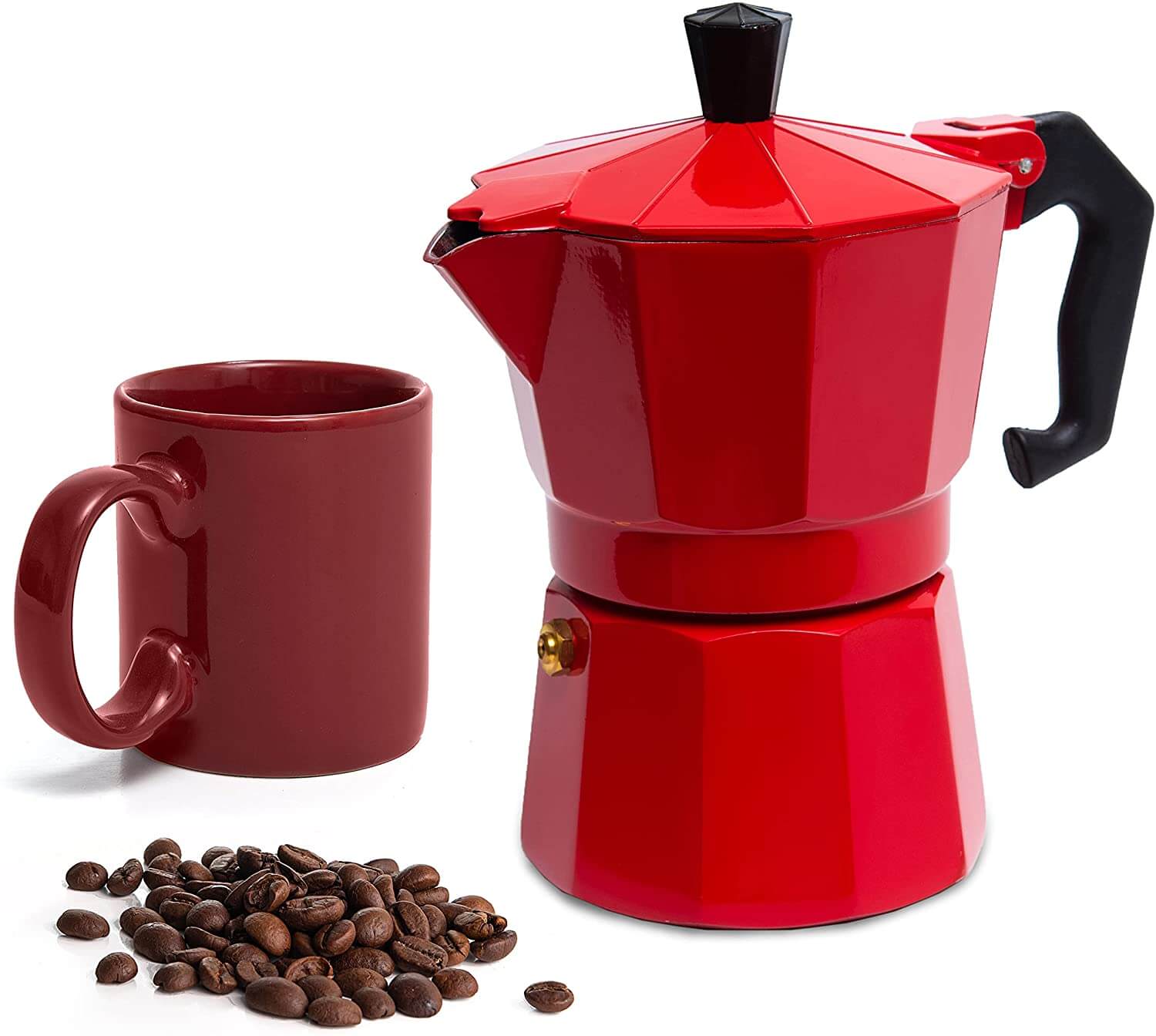 Mixpresso Aluminum Moka Stove Coffee Maker With Mug, Moka Pot Espresso Maker for Gas & Electric Stove, Classic Italian Style, 3 Cup 5 oz