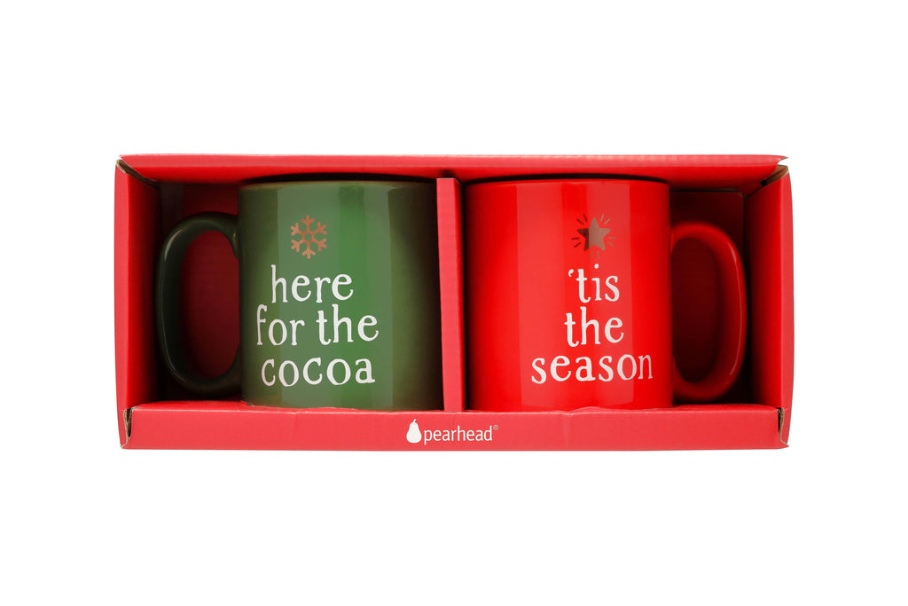 Matching Christmas Mug Set, Red & Green, Holiday Drinkware