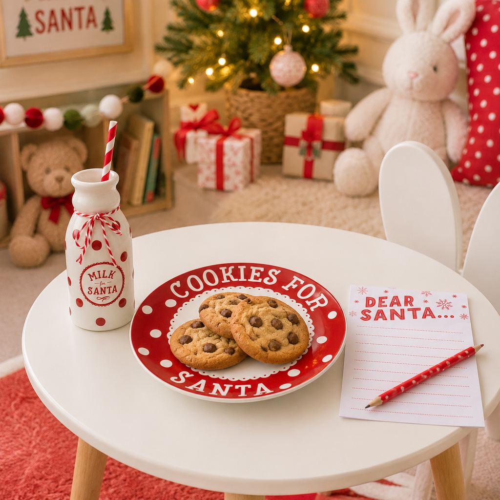 Santa Christmas Cookie Plate, Milk Jug, & Letter Holiday Set
