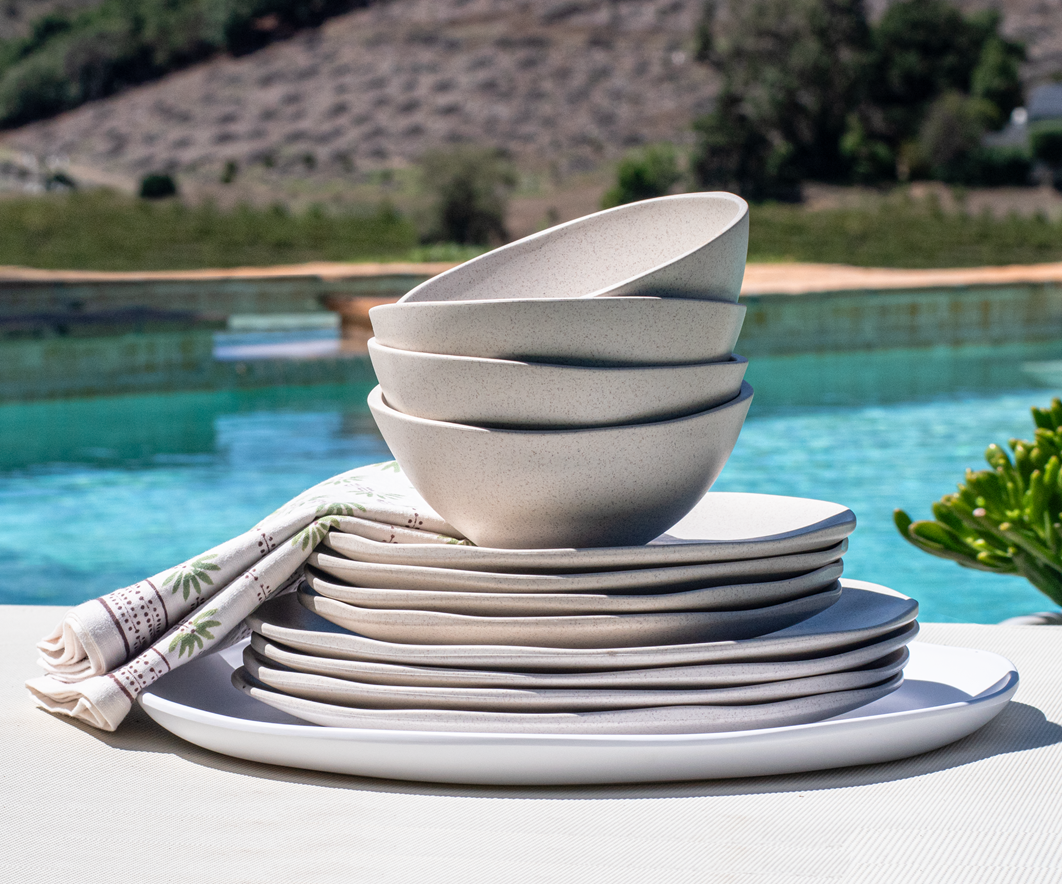 Organic Coupe Wheat Off White PP 12 Pc Dinnerware Set