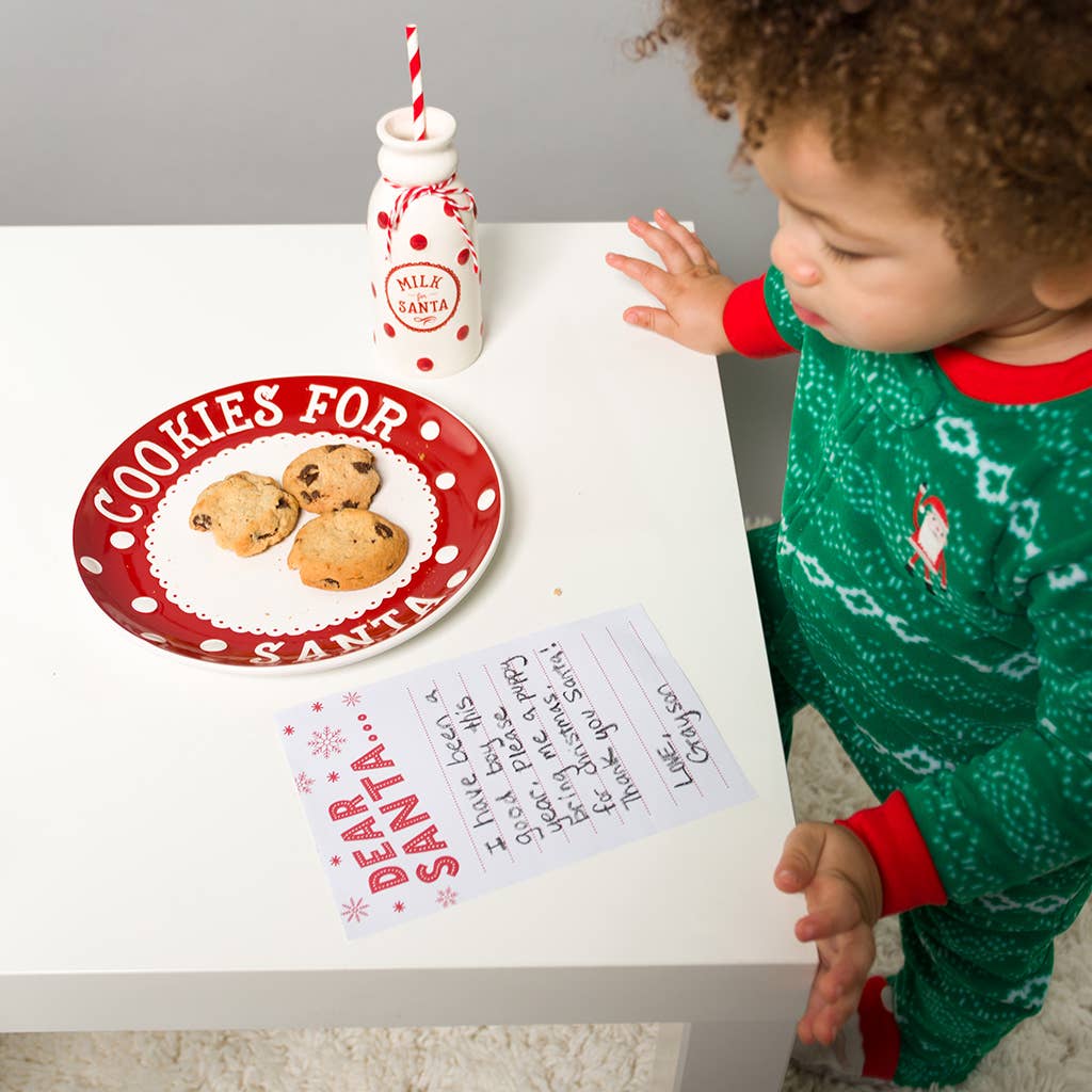 Santa Christmas Cookie Plate, Milk Jug, & Letter Holiday Set