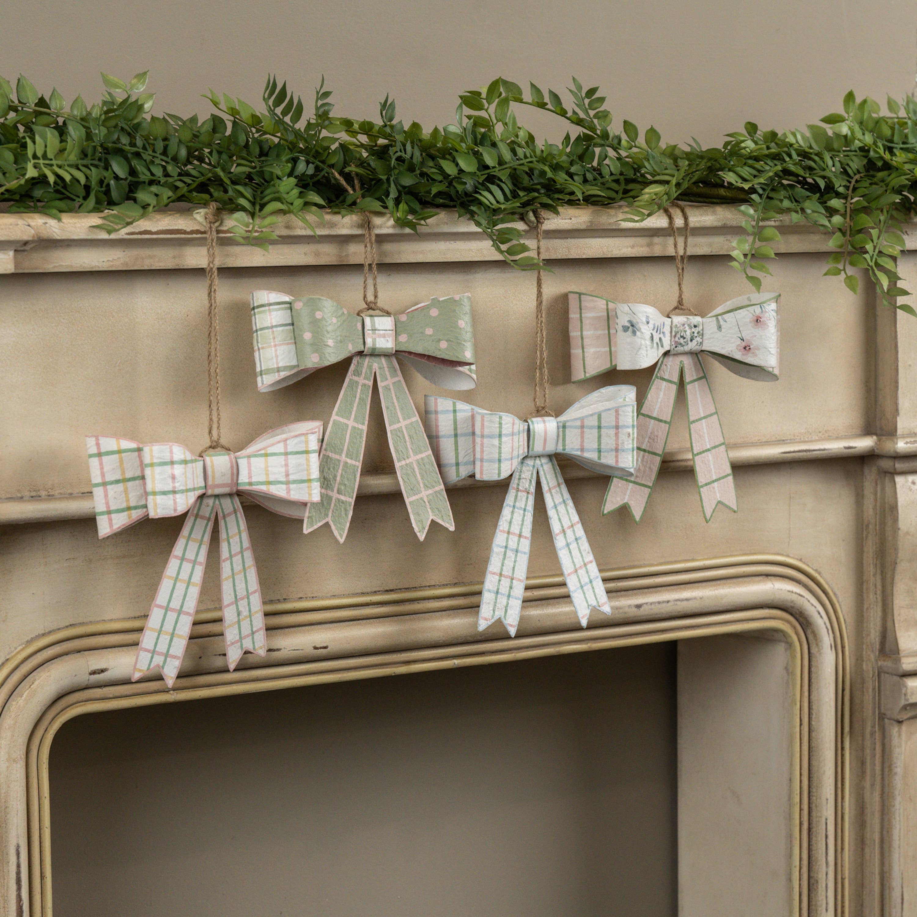 SET/ 4 PASTEL PLAID BOWS