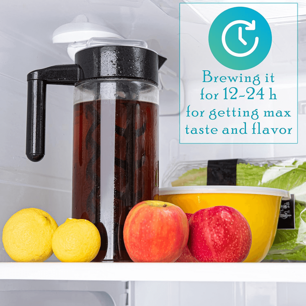 Mixpresso Cold Brew Maker For Iced Coffee and Iced Tea, 44 oz Cold Coffee Maker Glass Pitcher, Tea Infuser For Loose Leaf Tea
