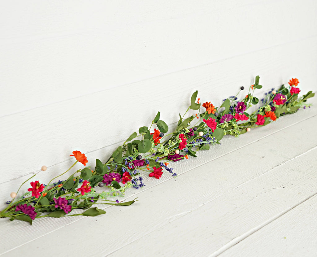 21231-4ft Garland-Mix Hibiscus with Boxwood