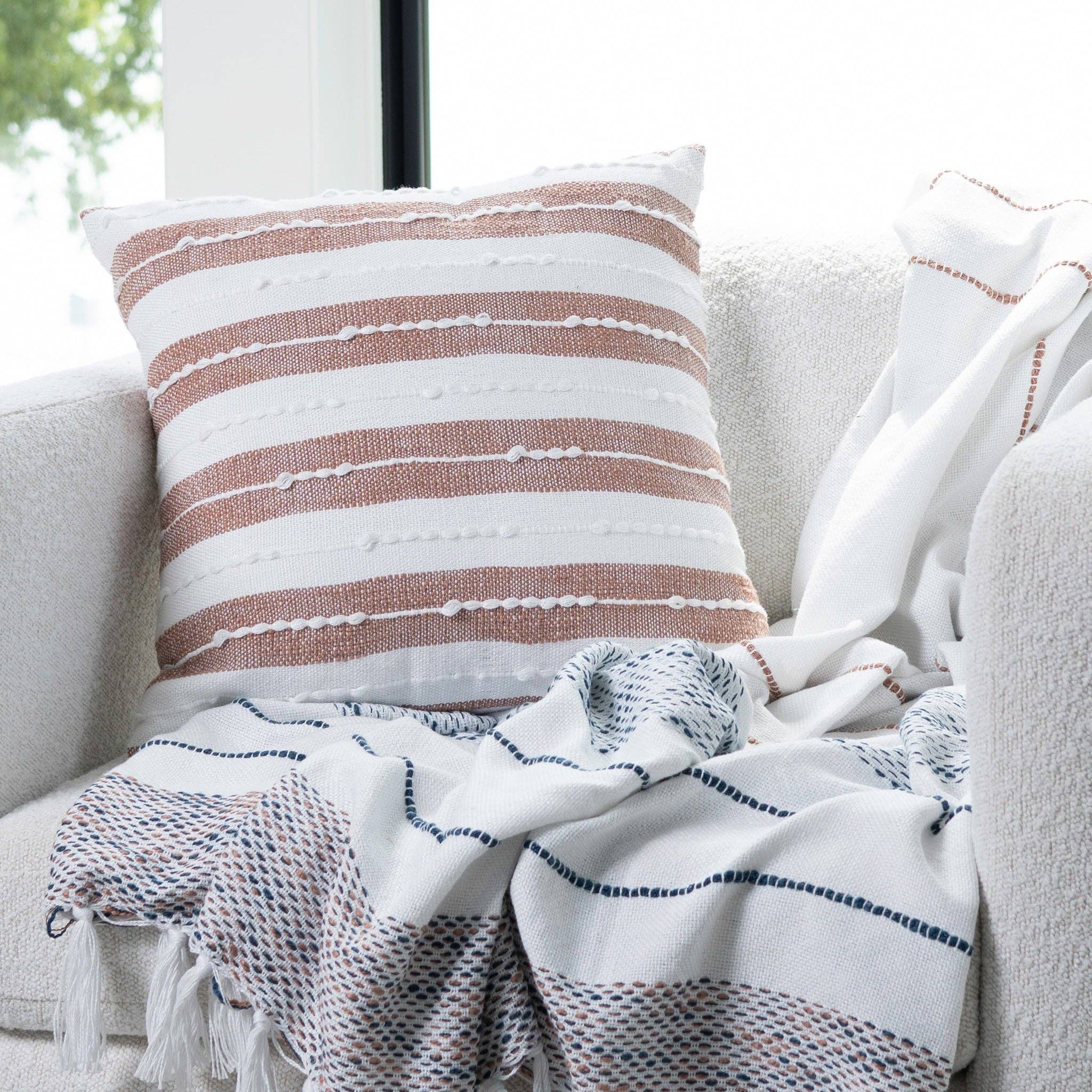 Romy 18X18" Handwoven Recycled Indoor/Outdoor Throw Pillow